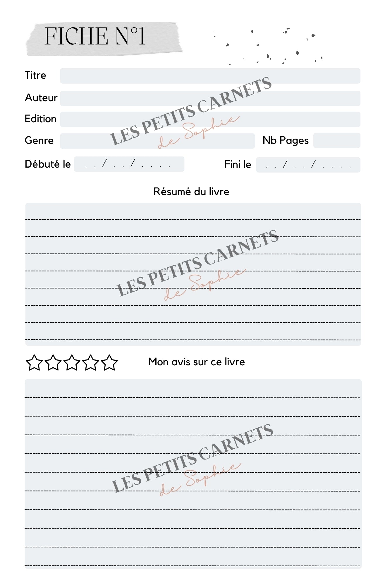 Fiche de lecture Les petits carnets de Sophie