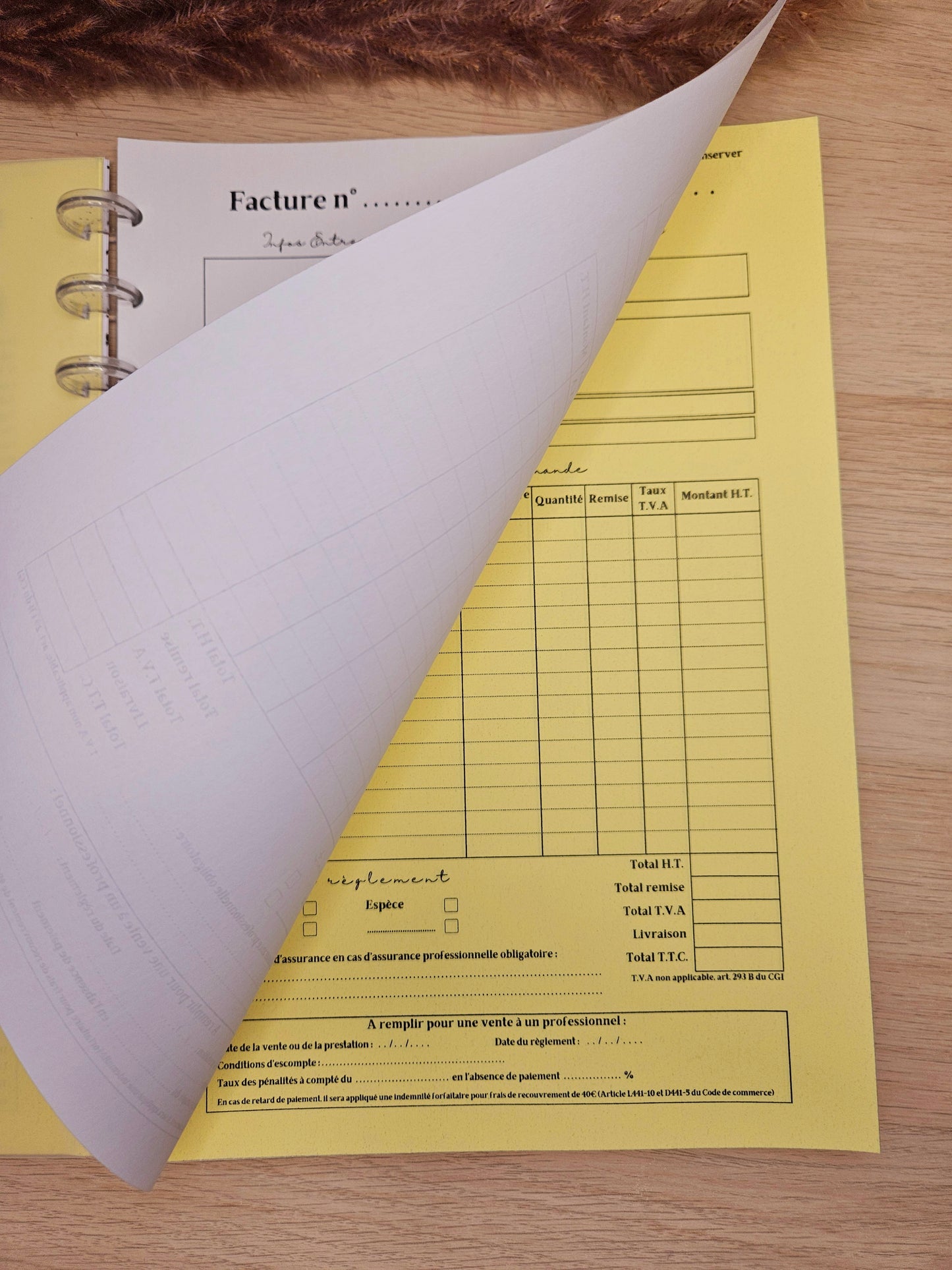 Facturier feuilles autocopiantes deux exemplaires