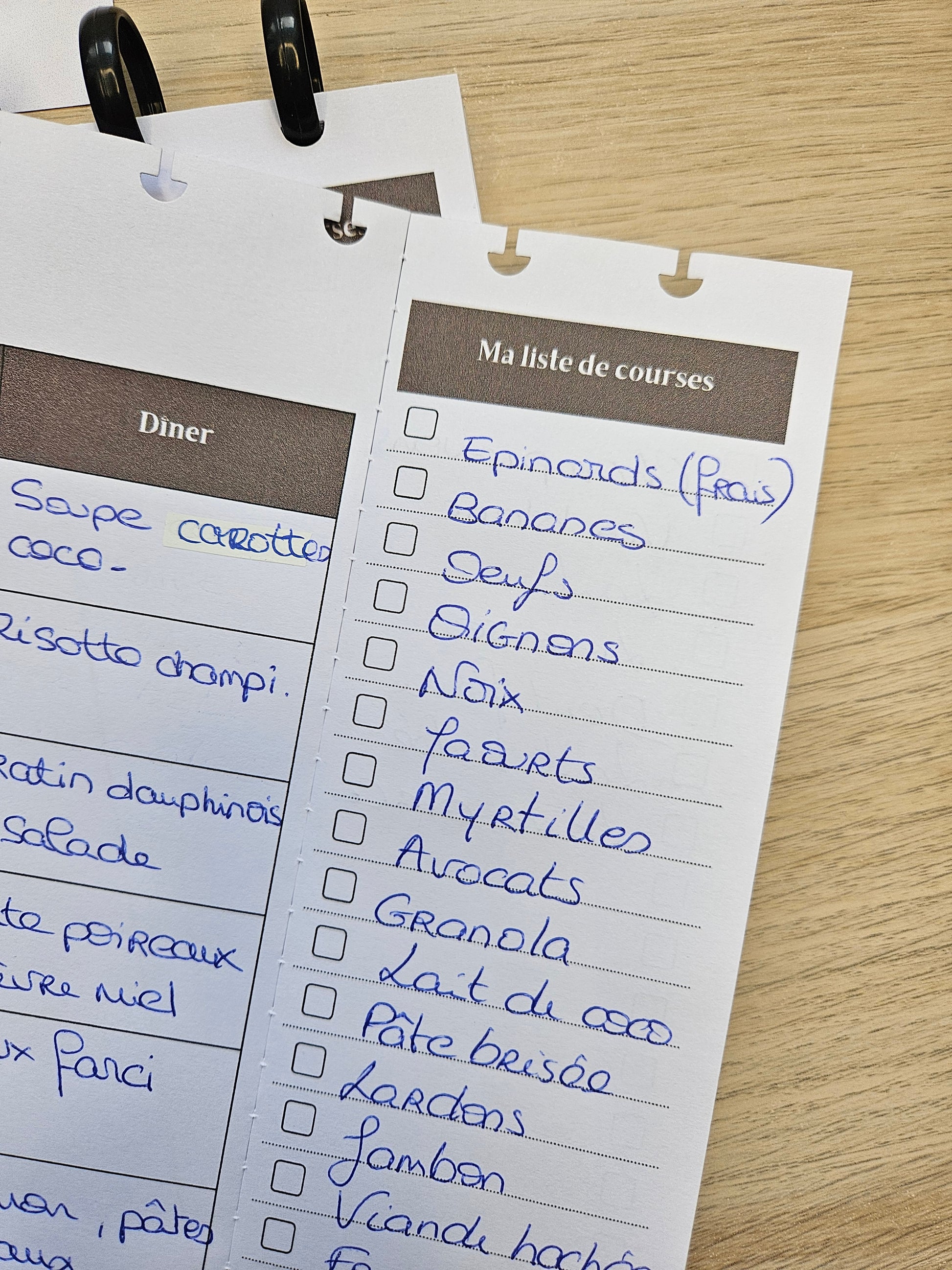 Liste de courses détachable pour planifier tous ses menus de la semaine