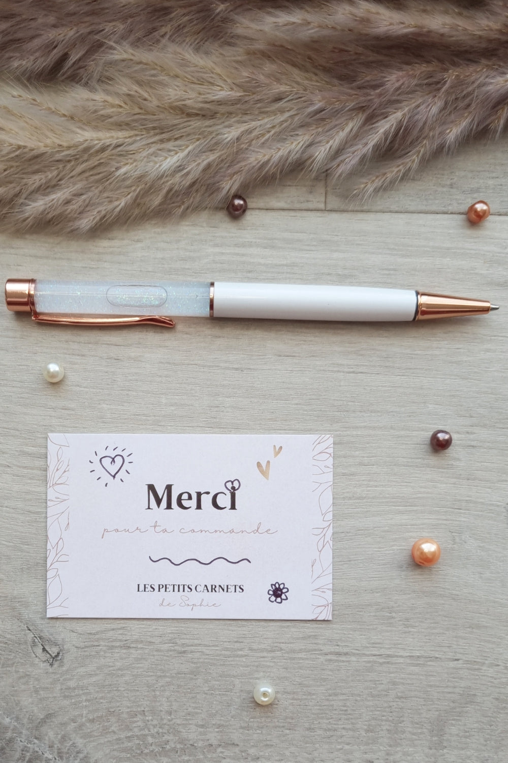 Stylo bille à paillettes - Blanc