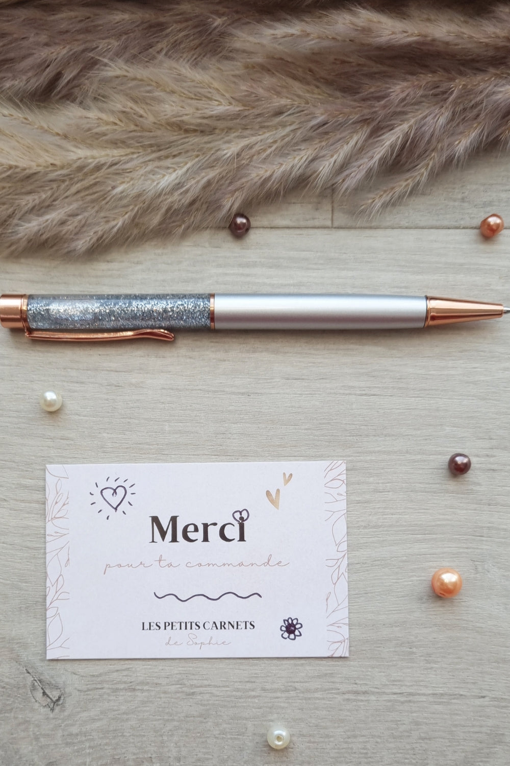 Stylo bille à paillettes - Gris