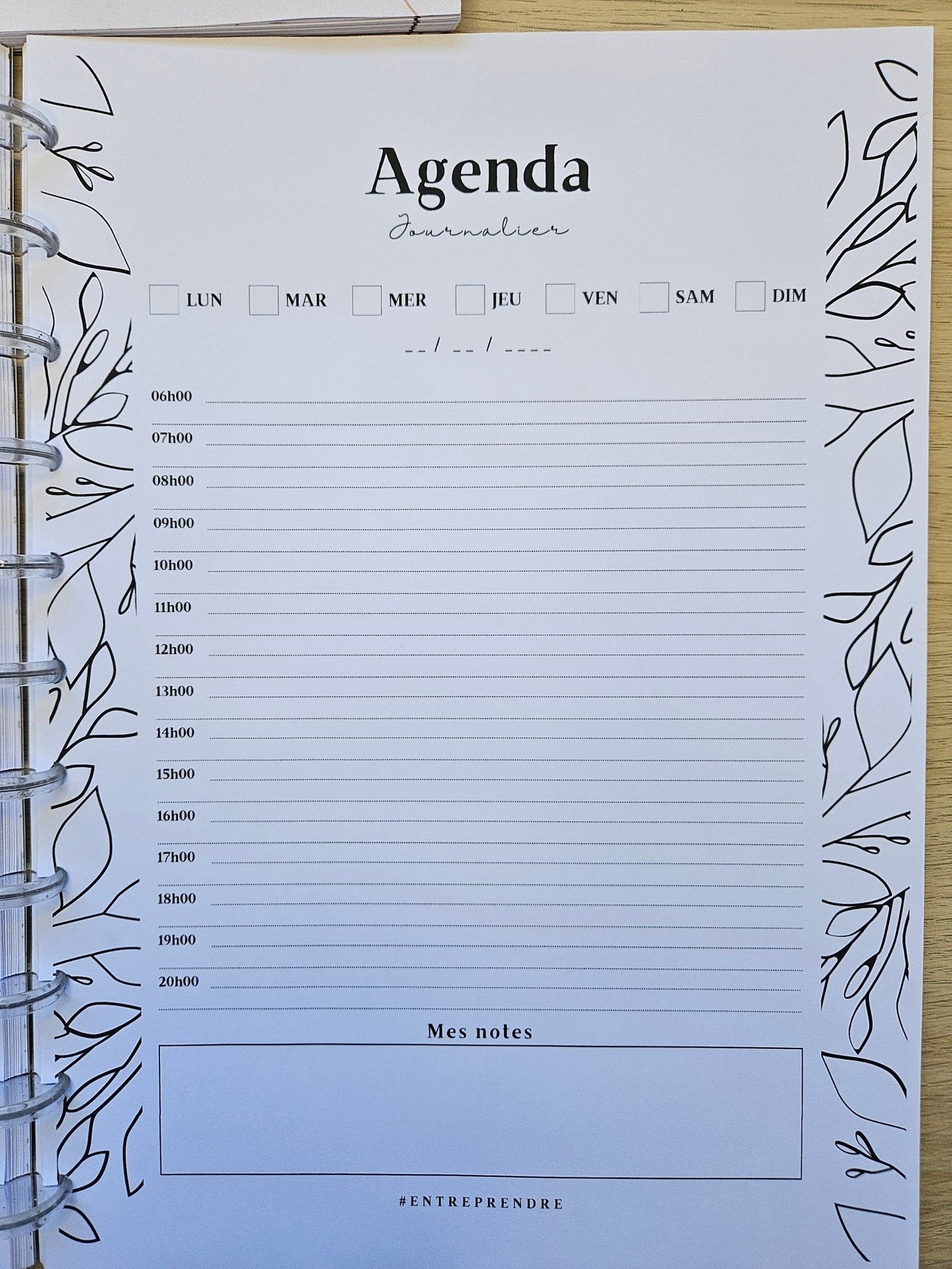 Agenda journalier non daté rechargeable pour small business intérieur - Nature