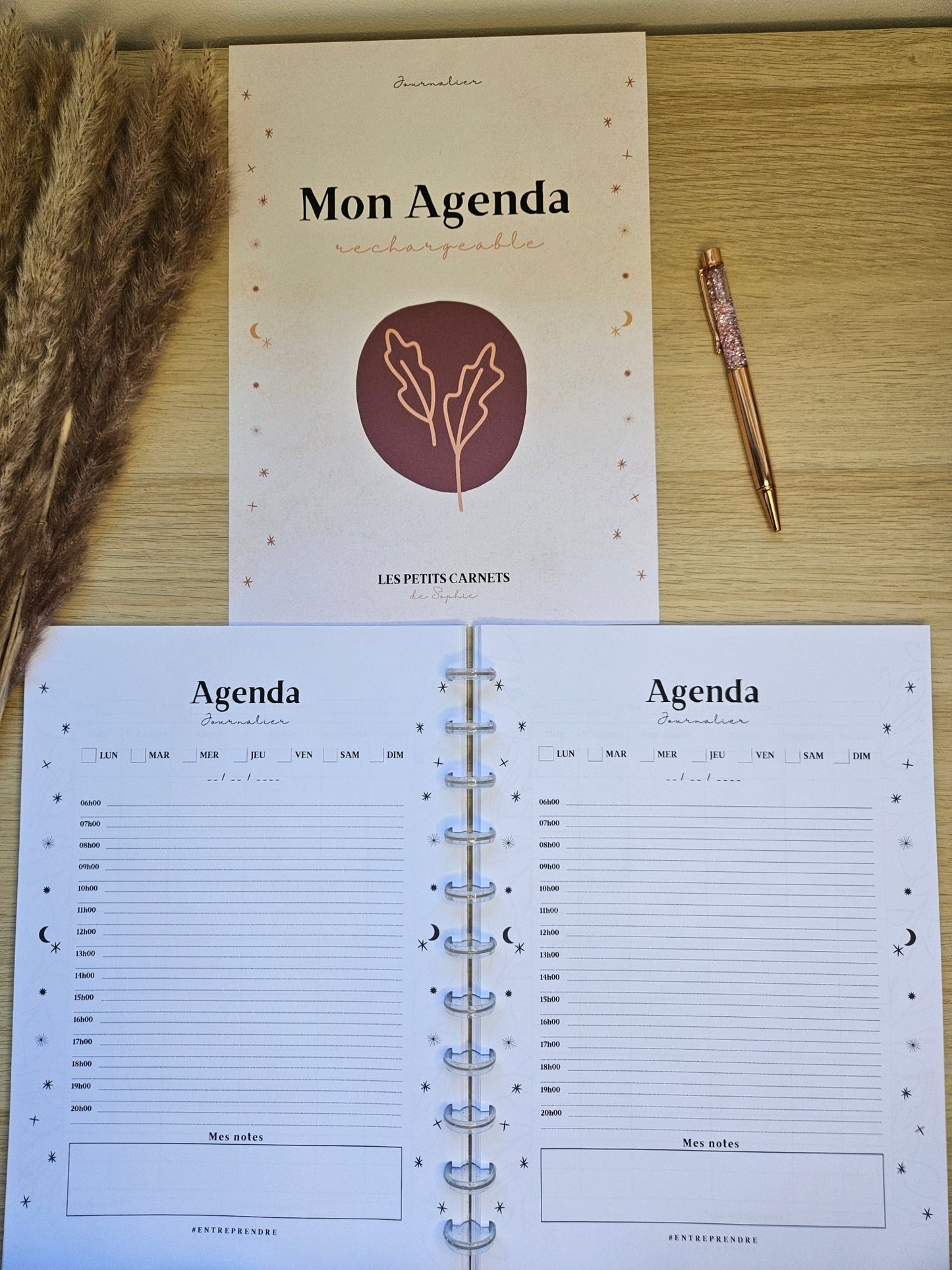Agenda journalier non daté rechargeable pour small business - Harmonie Céleste