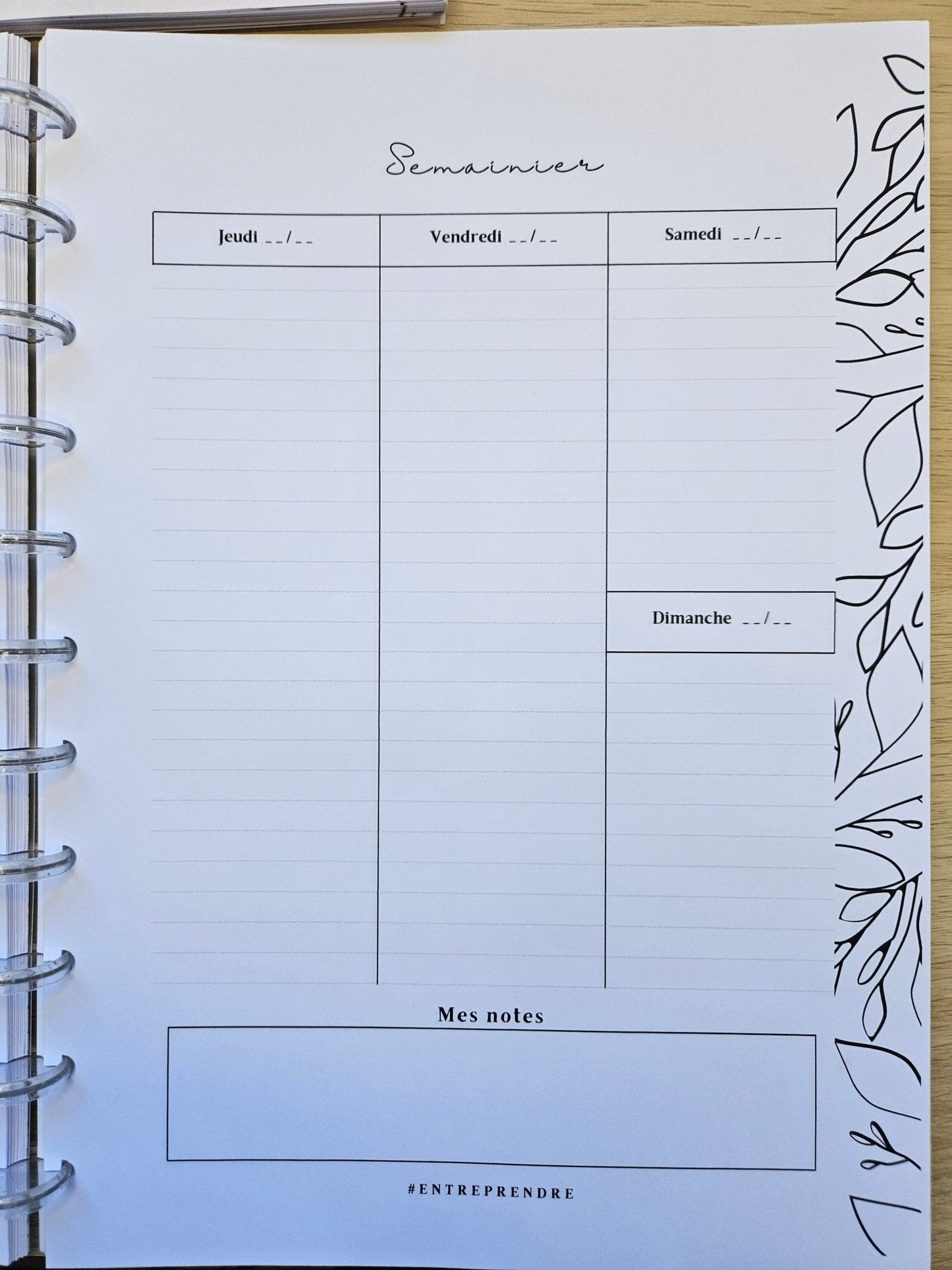 Agenda semainier non daté rechargeable pour small business droite - Nature
