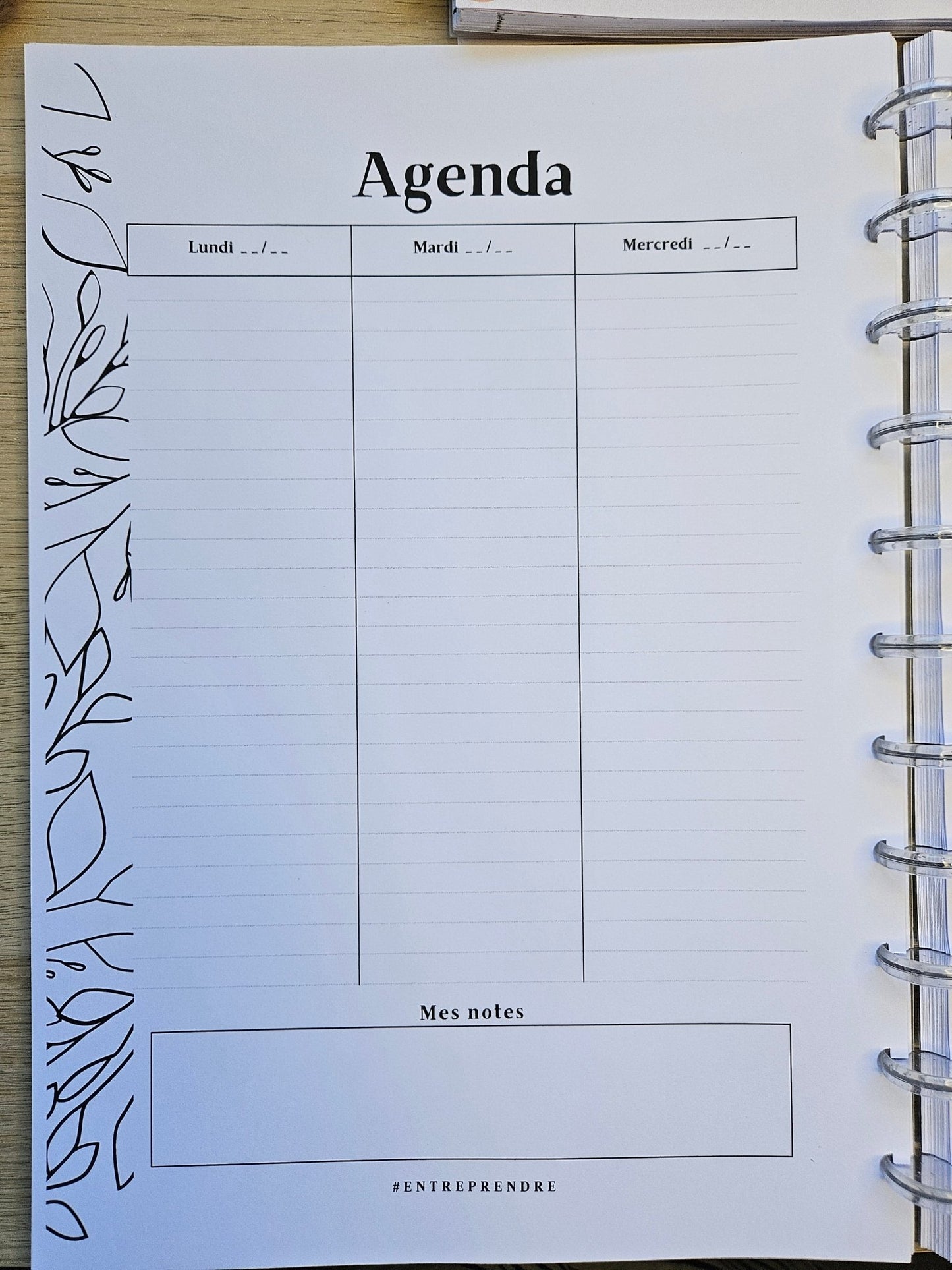 Agenda semainier non daté rechargeable pour small business gauche - Nature