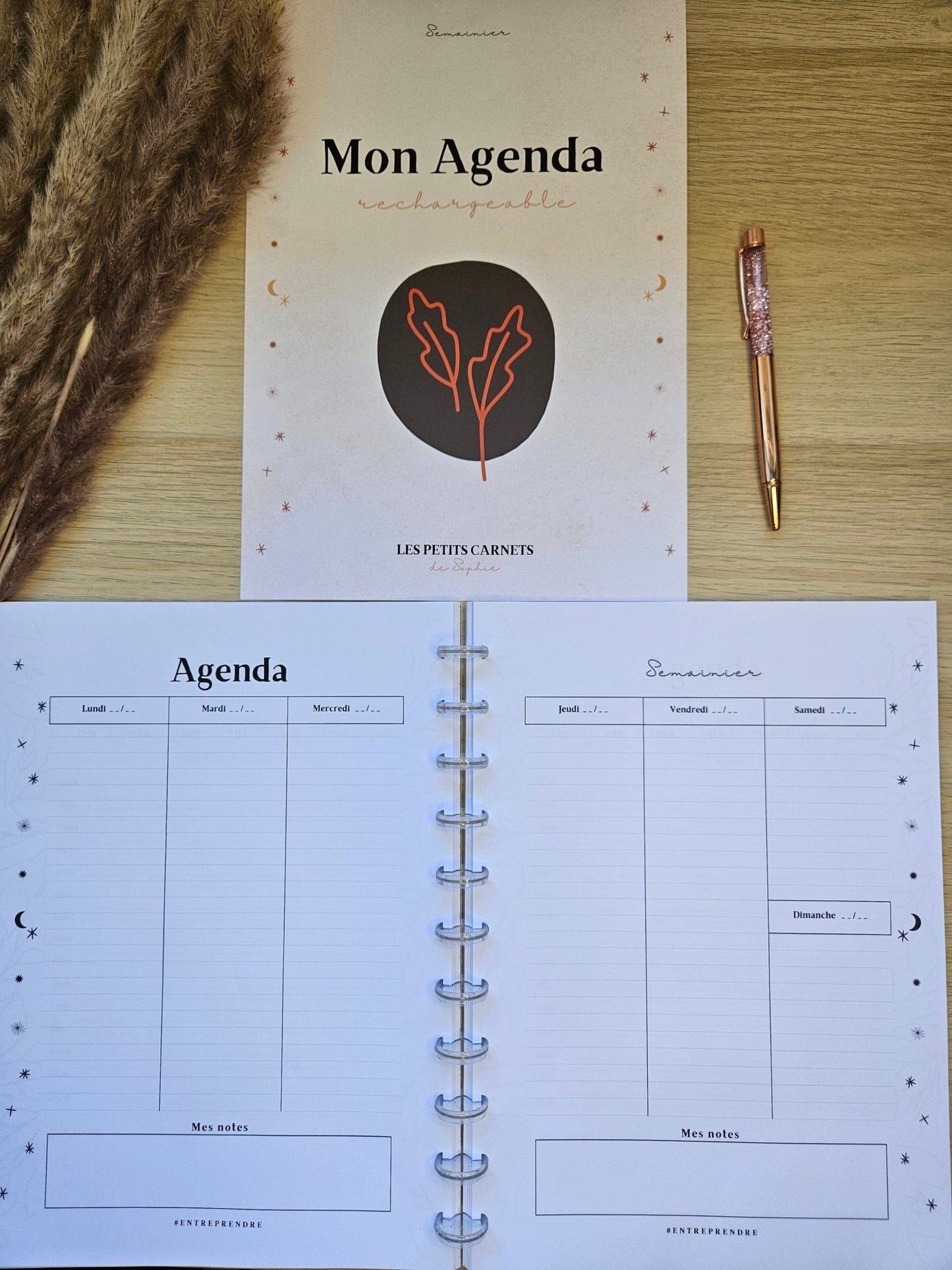 Agenda semainier non daté rechargeable pour small business - Harmonie Céleste