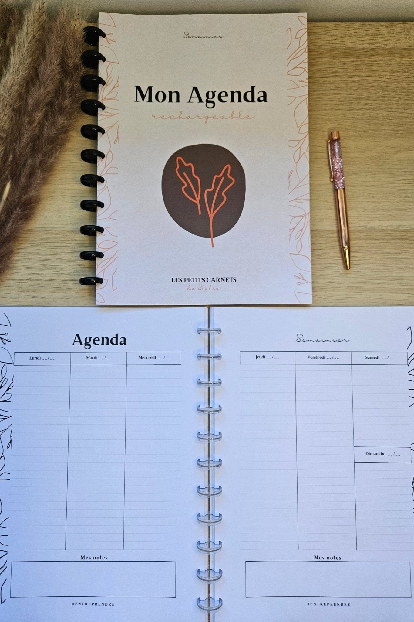Agenda semainier non daté rechargeable pour small business - Nature
