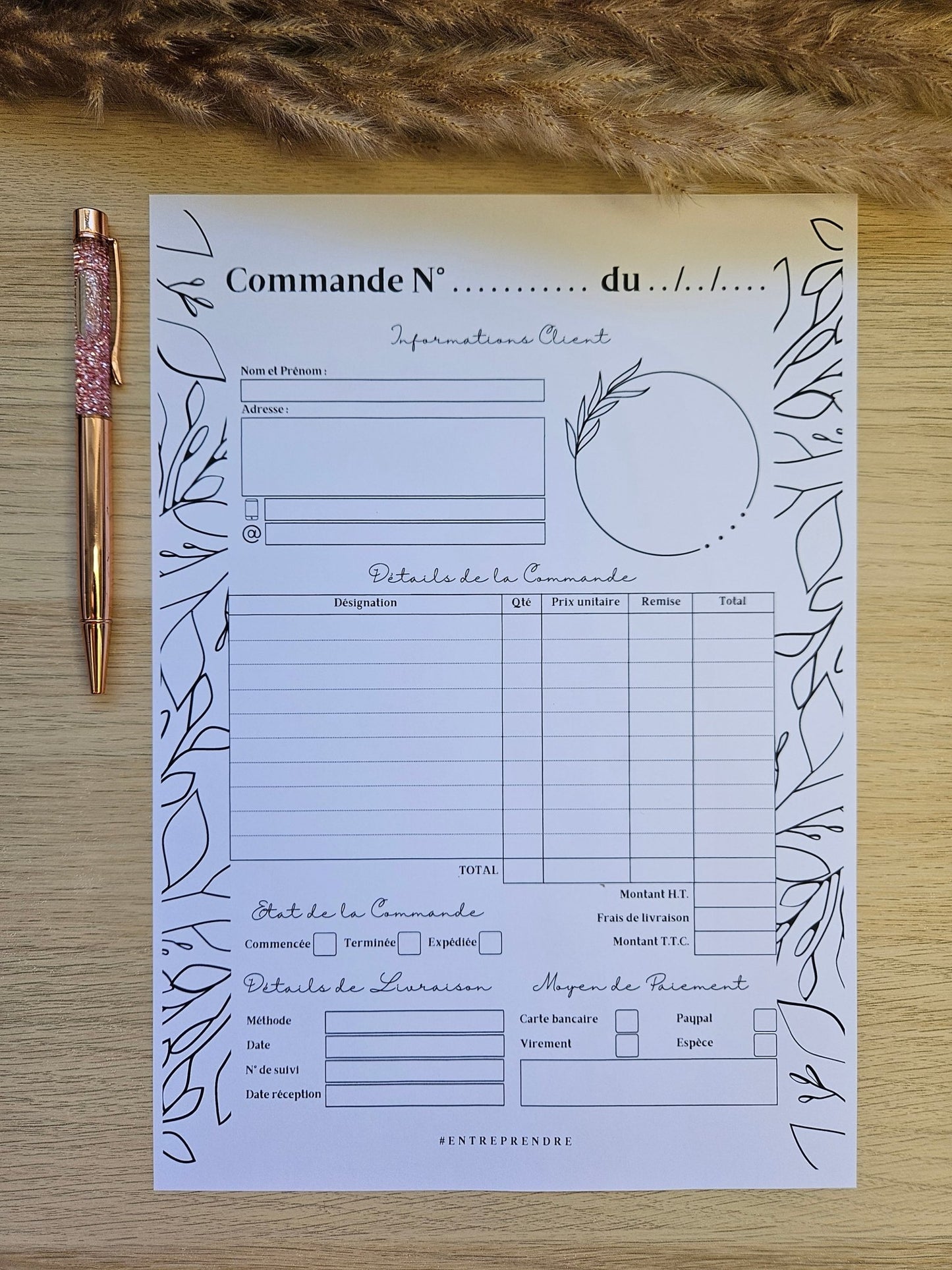 Carnet de commandes rechargeable intérieur - Nature