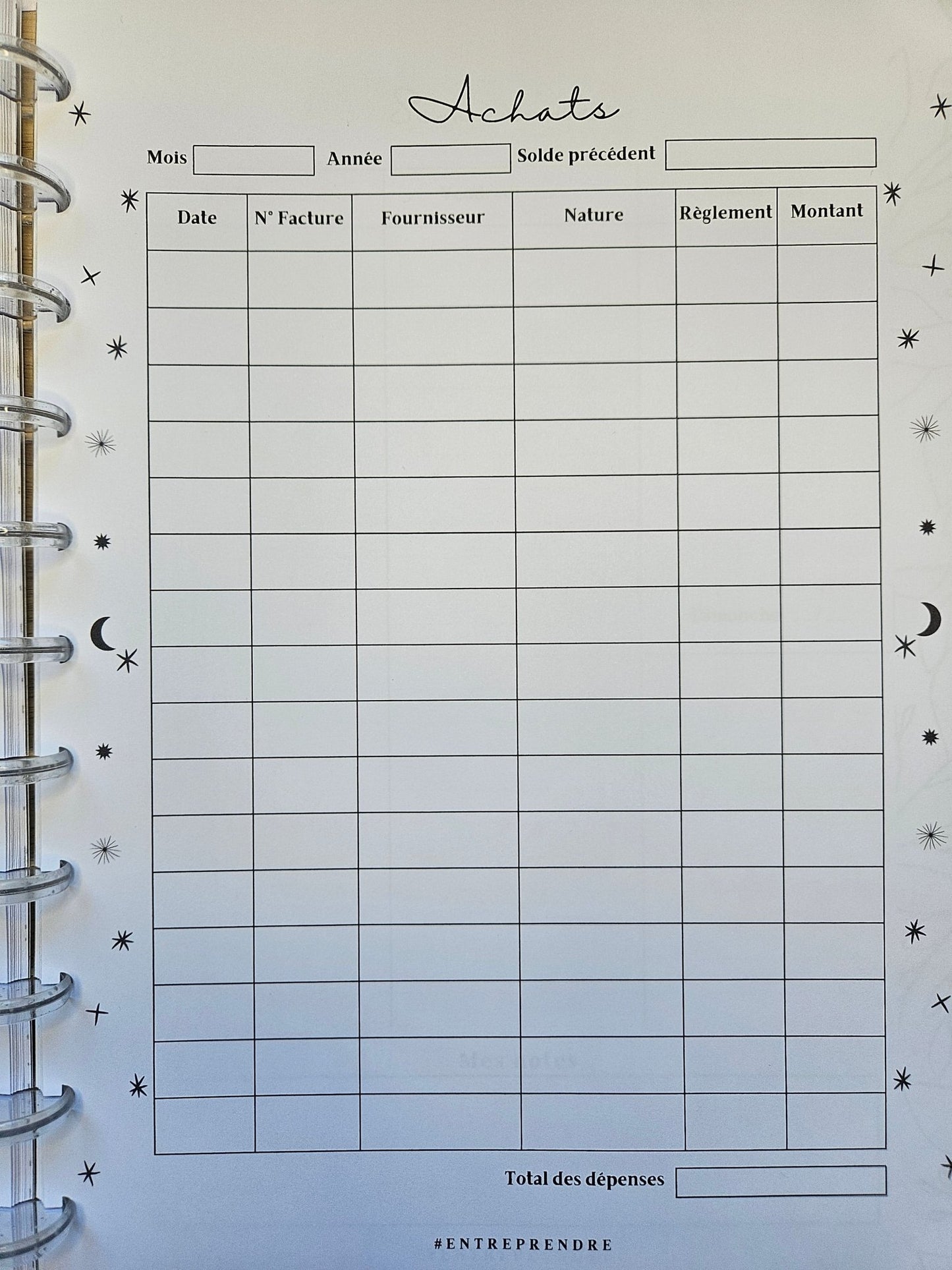 Carnet de trésorerie rechargeable - Achats - Harmonie Céleste