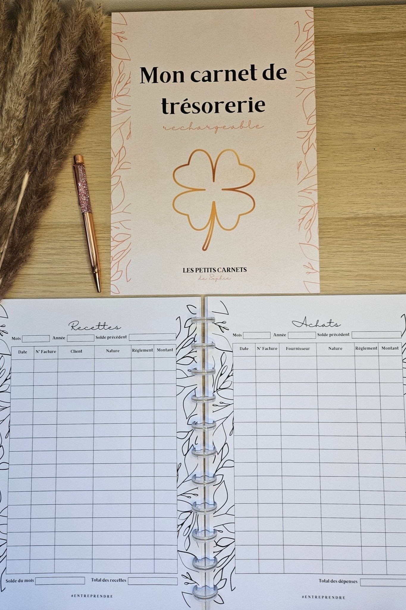 Carnet de trésorerie rechargeable - Recettes et Achats - Nature