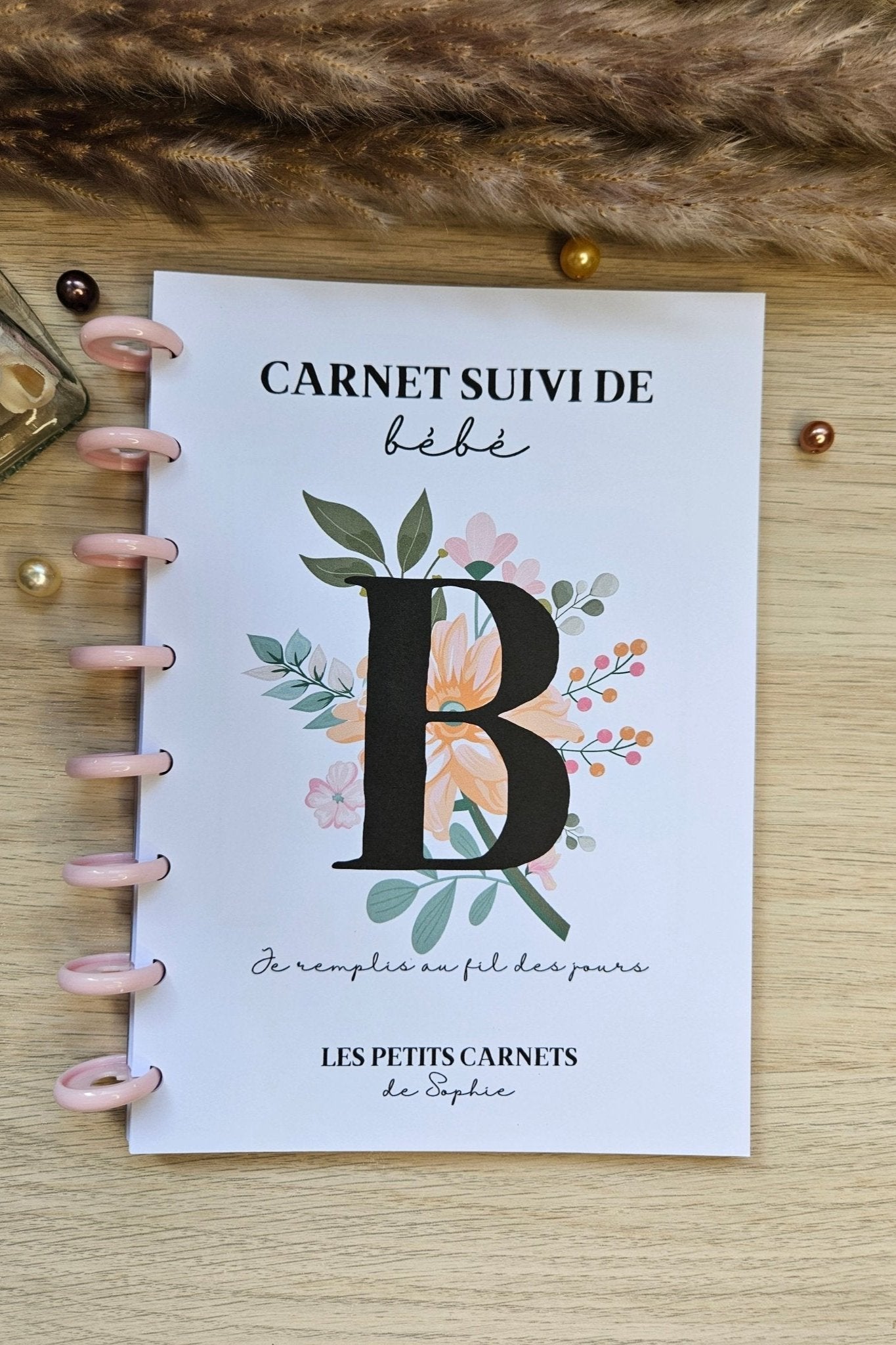 Carnet suivi de bébé personnalisable - Floral