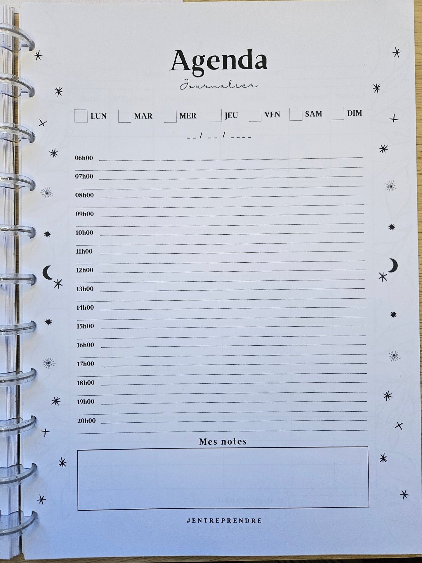 Recharge agenda journalier non daté rechargeable intérieur - Harmonie Céleste