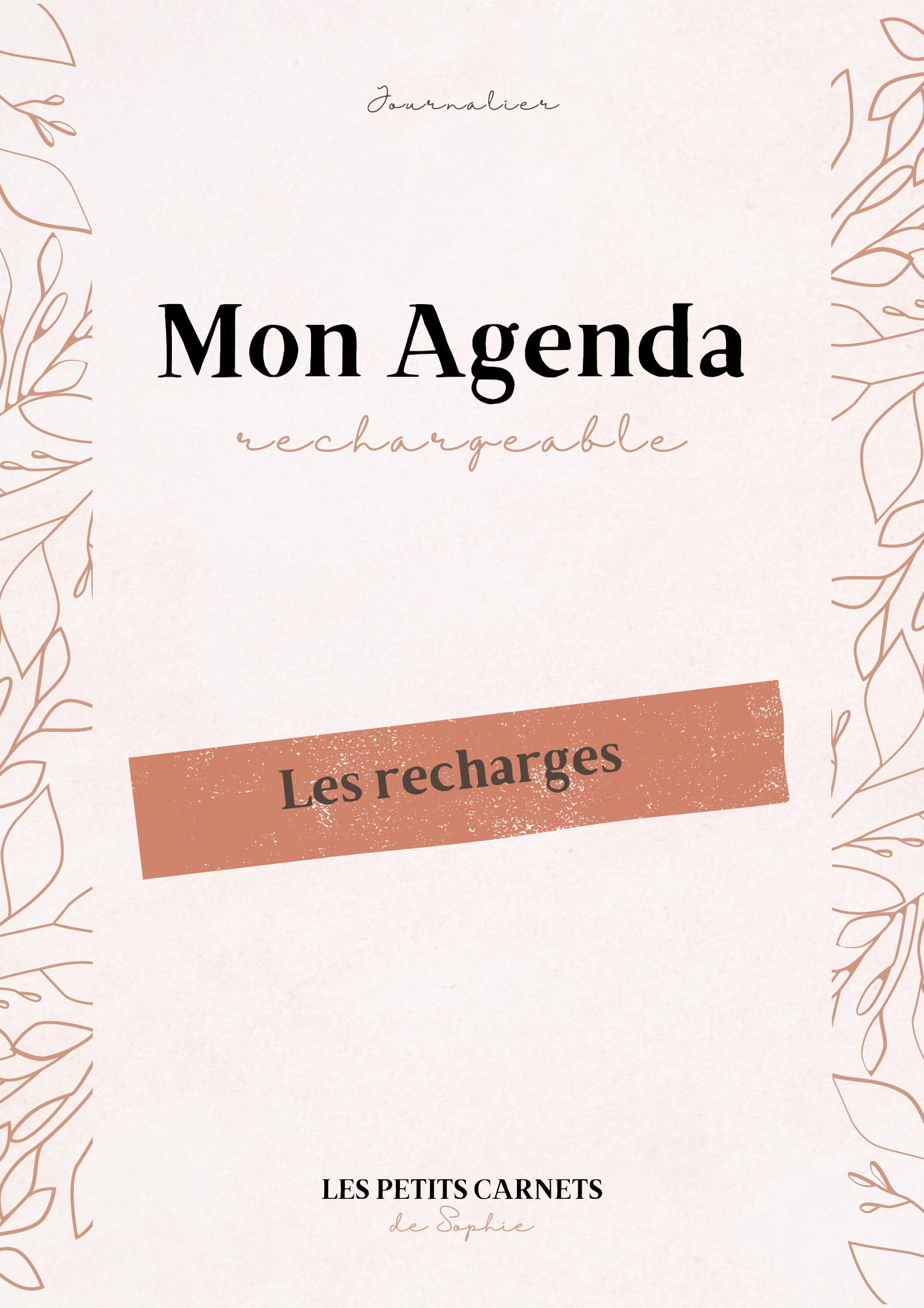 Recharge agenda journalier non daté rechargeable - Nature