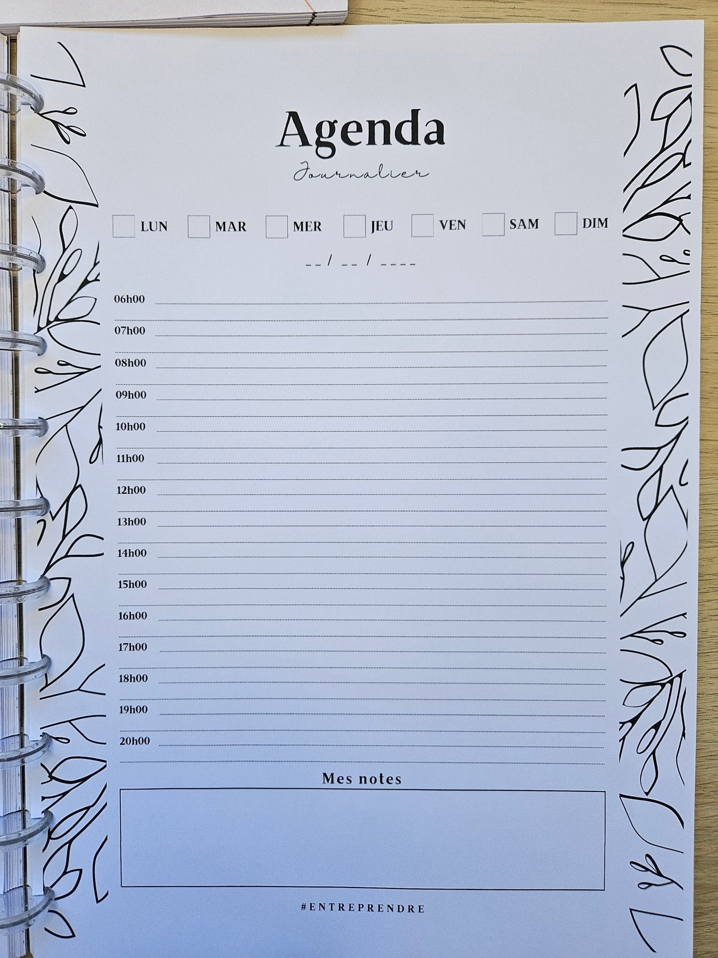 Insert de calendrier 1 jour 1 page Agenda quotidien I non daté, non perforé  Inserts de recharge pour votre calendrier et agenda -  France